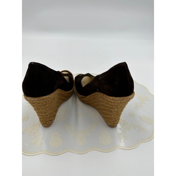 Women's Andre' Assous Featherweights wedge Brown Leather Suede peekaboo Shoe S 6 - Picture 3 of 5